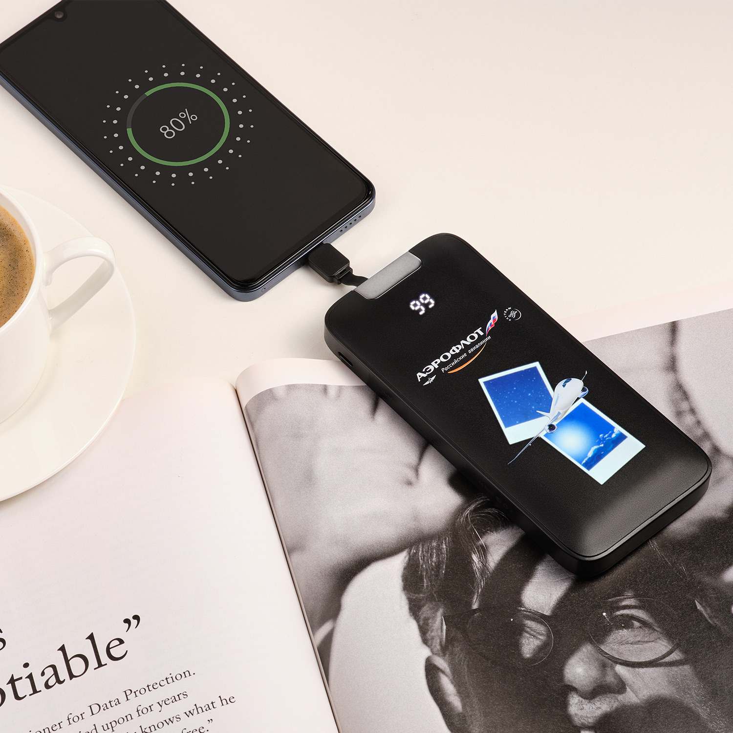 Внешний аккумулятор с подсветкой, Optima, 10000 mAh, черный / 