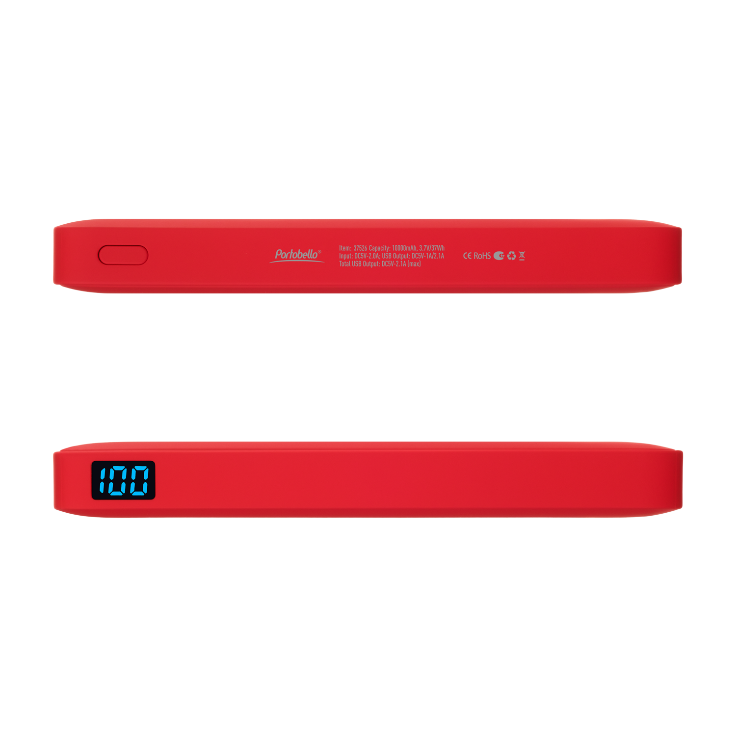 Внешний аккумулятор с подсветкой Ancor Plus 10000 mAh, красный / 