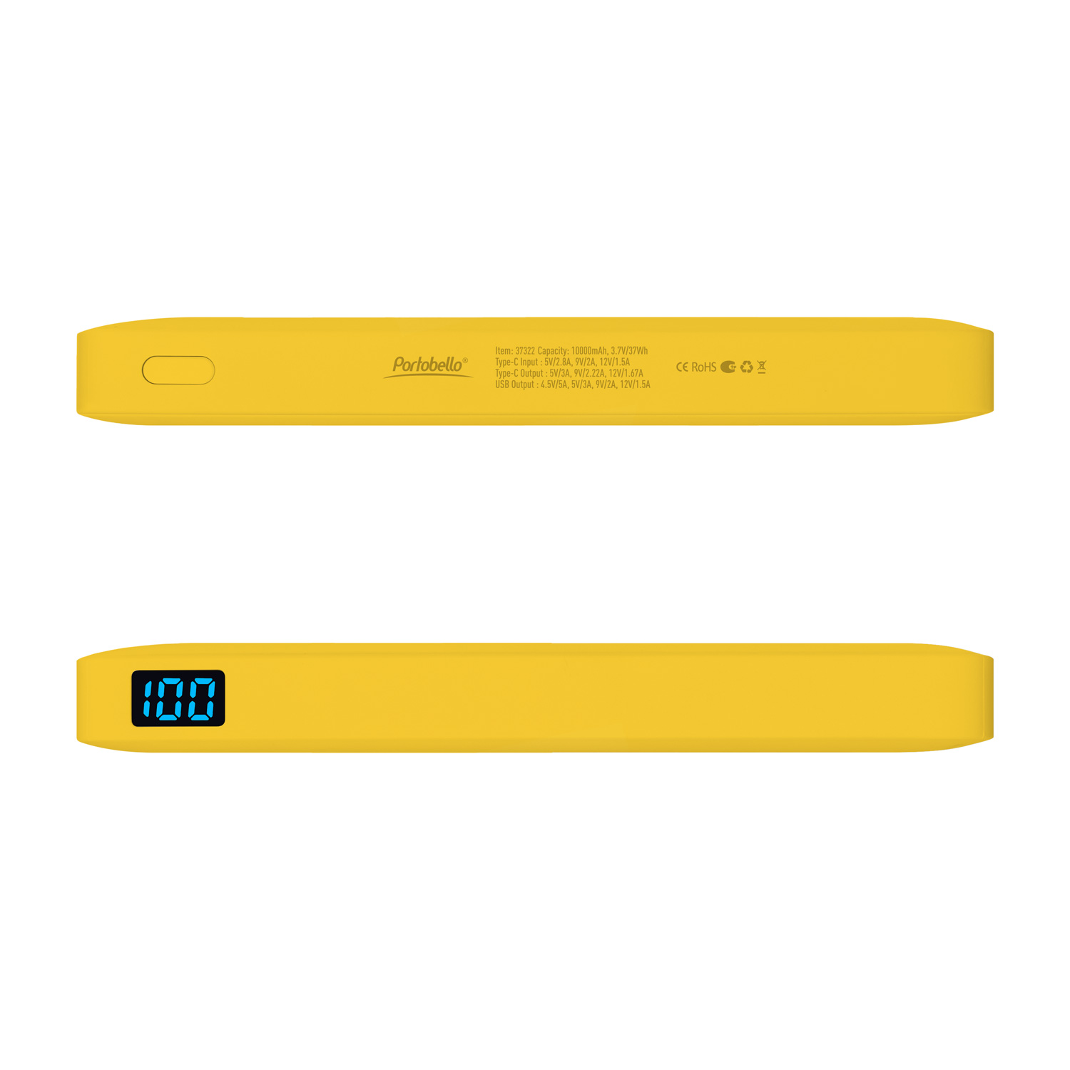 Внешний аккумулятор с подсветкой Ancor PD Plus 10000 mAh, желтый / 