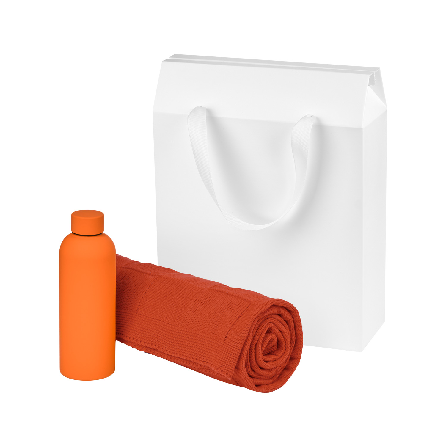 Подарочный набор Prima, оранжевый (термобутылка, плед) / 