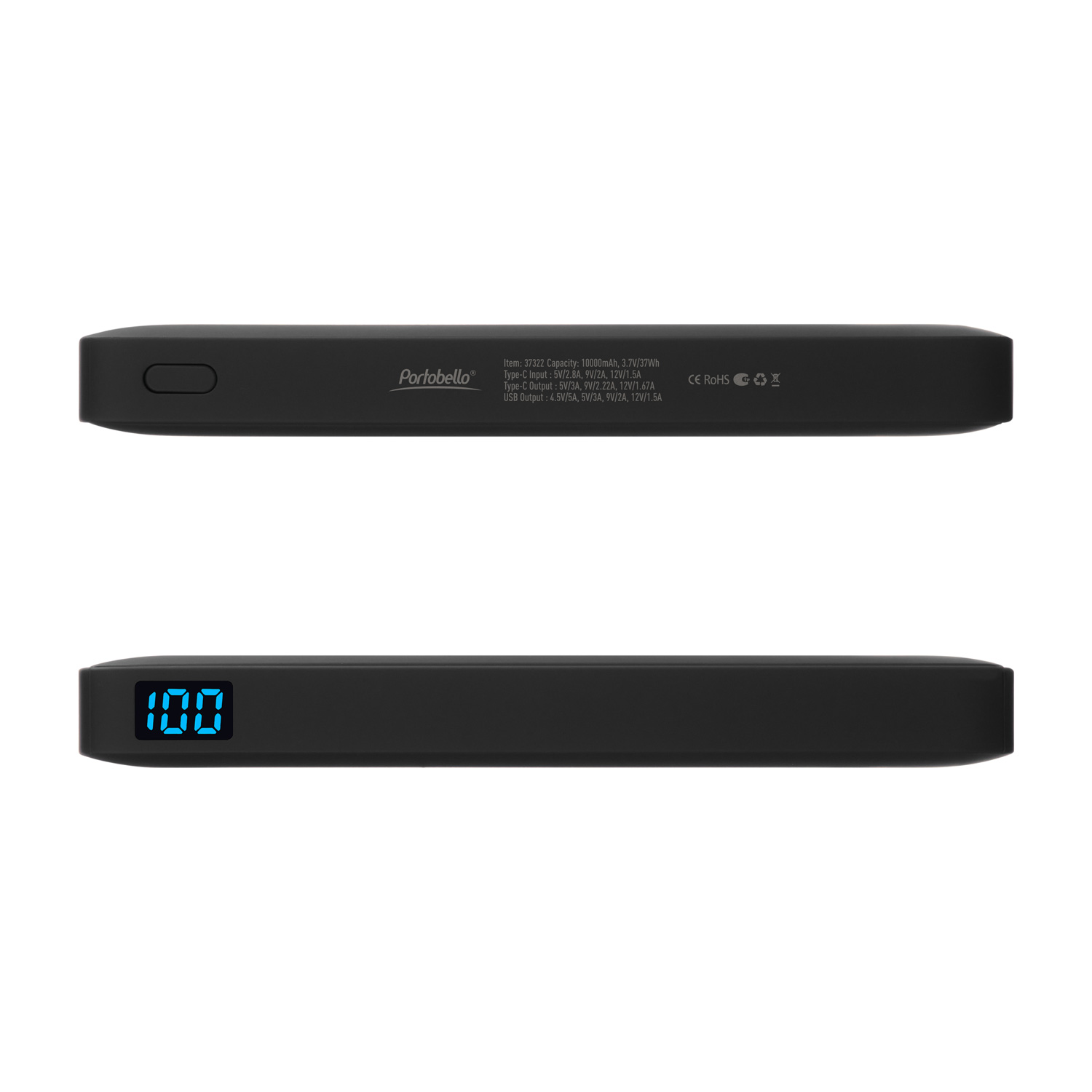 Внешний аккумулятор с подсветкой Ancor PD Plus 10000 mAh, черный / 