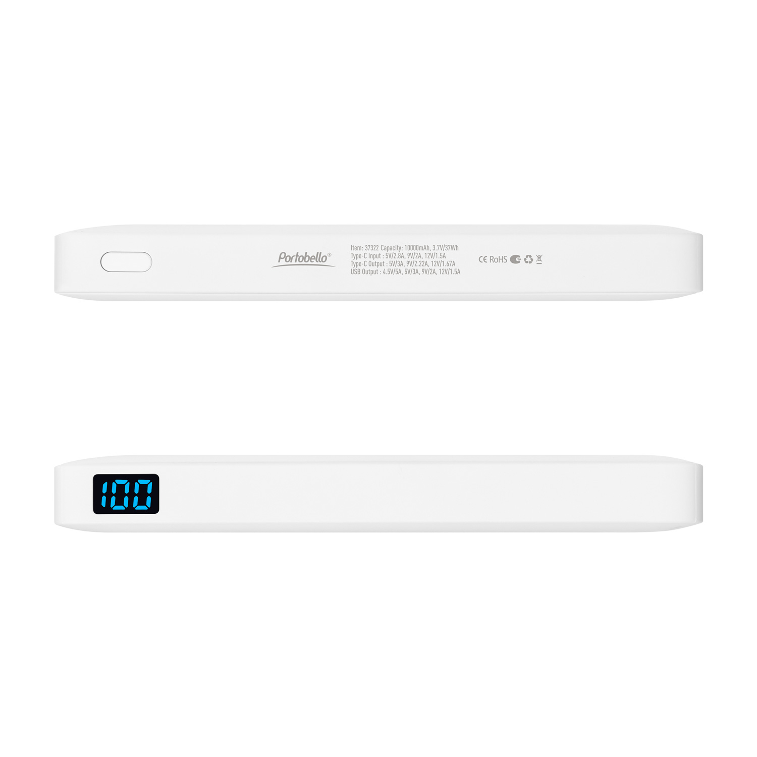 Внешний аккумулятор с подсветкой Ancor PD Plus 10000 mAh, белый / 