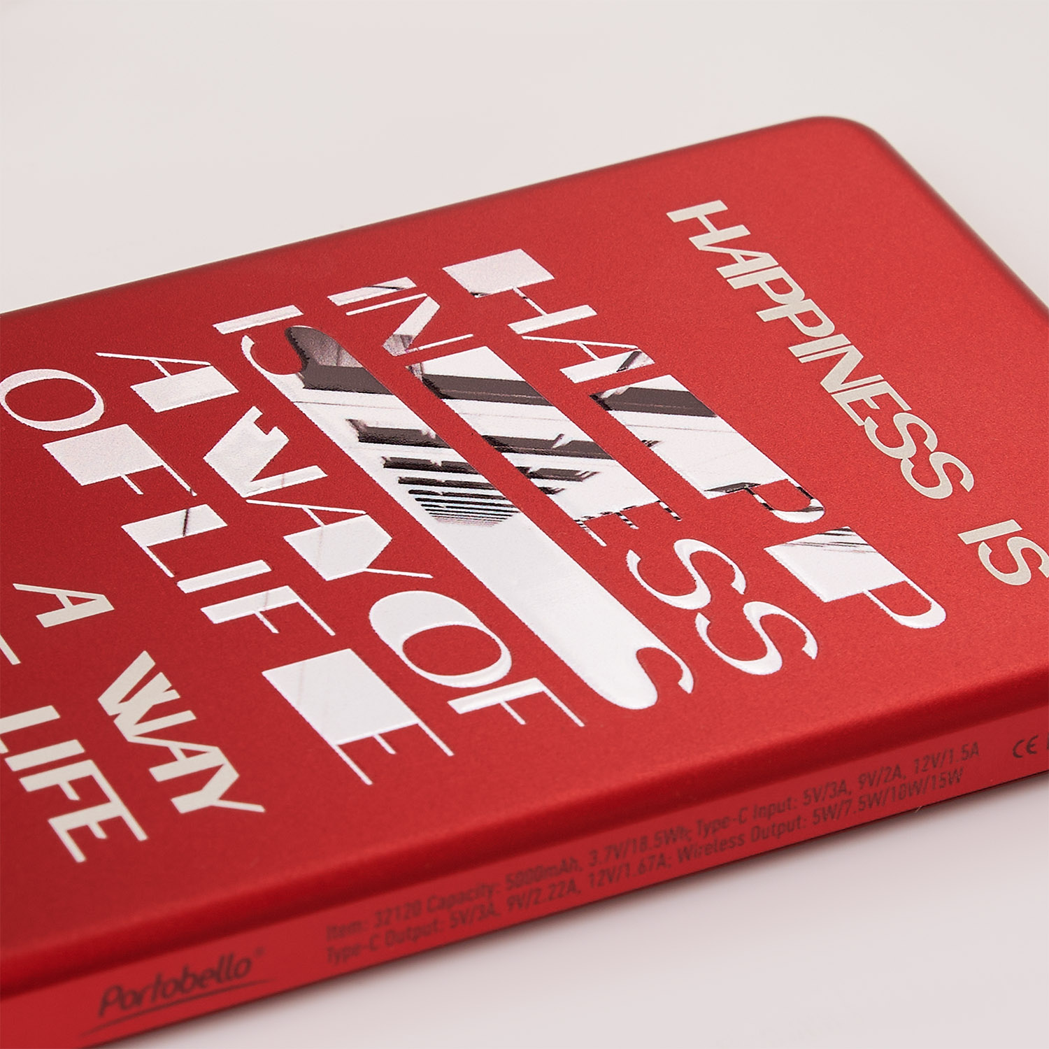 Внешний аккумулятор Atlantis PD 5000mAh с функцией беспроводной зарядки 15W, красный / 