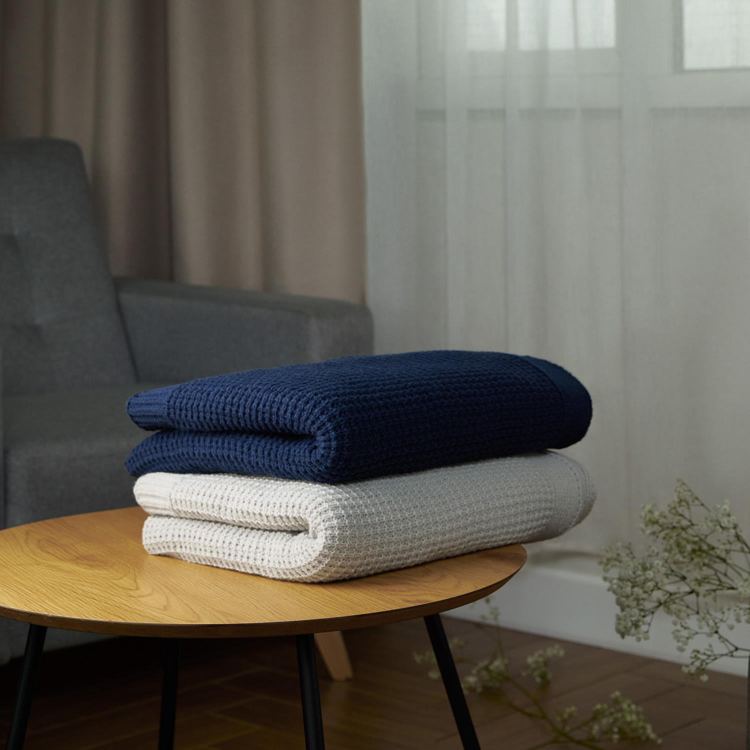 Плед Malta Soft вязаный, 160*90 см, синий / 