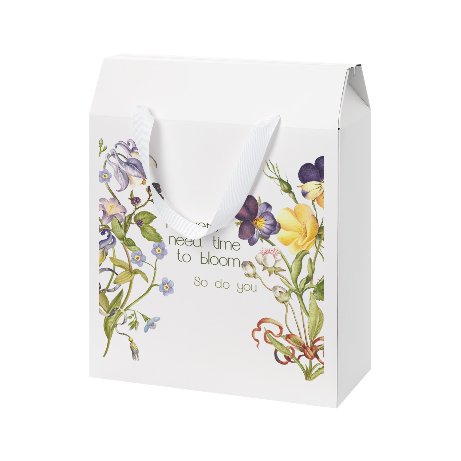 Подарочная коробка-пакет универсальная большая, белая / 