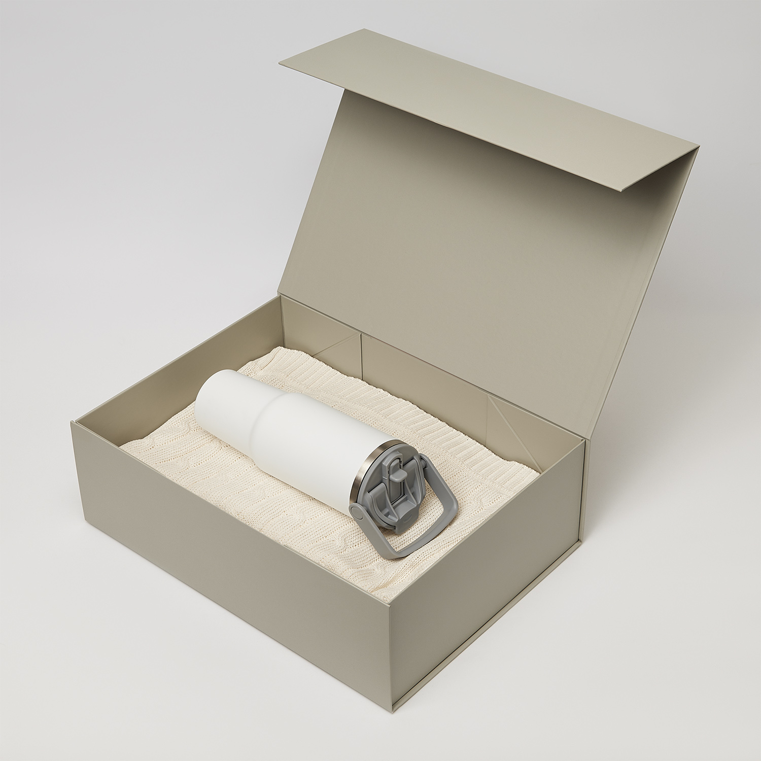 Подарочная коробка с магнитным клапаном большая, серая / 