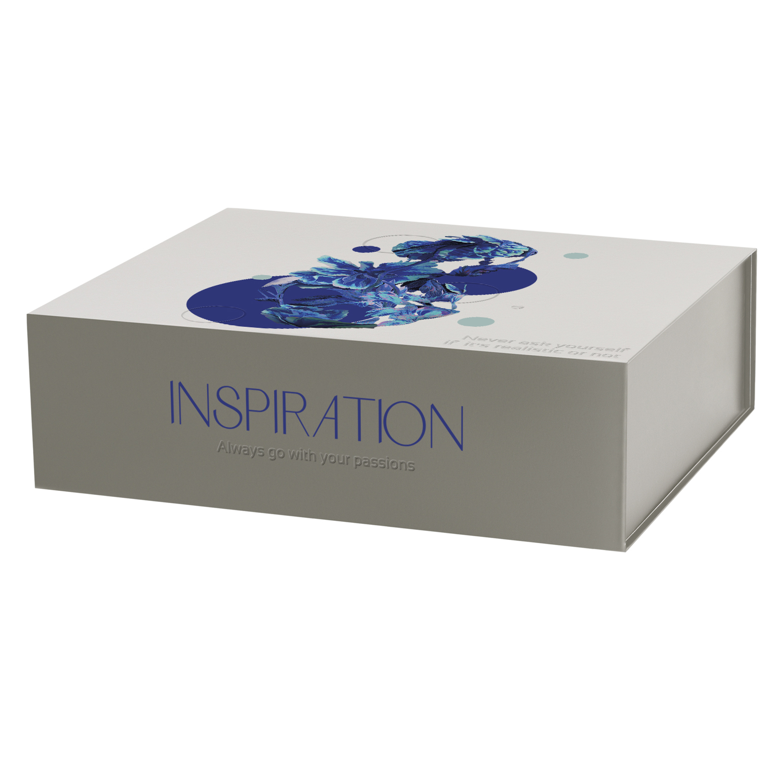 Подарочная коробка с магнитным клапаном большая, серая / 