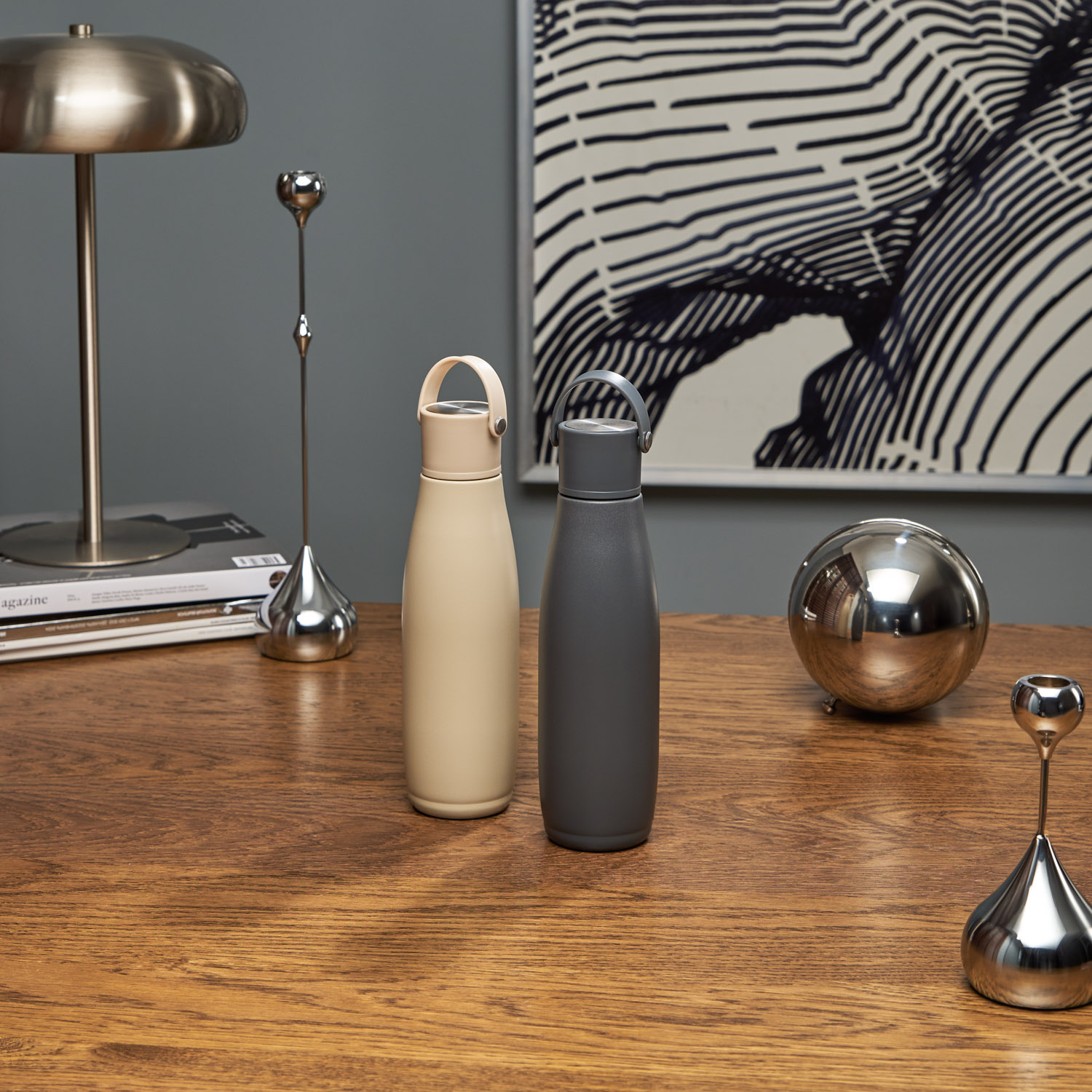 Термобутылка вакуумная герметичная Bosca, бежевая / 