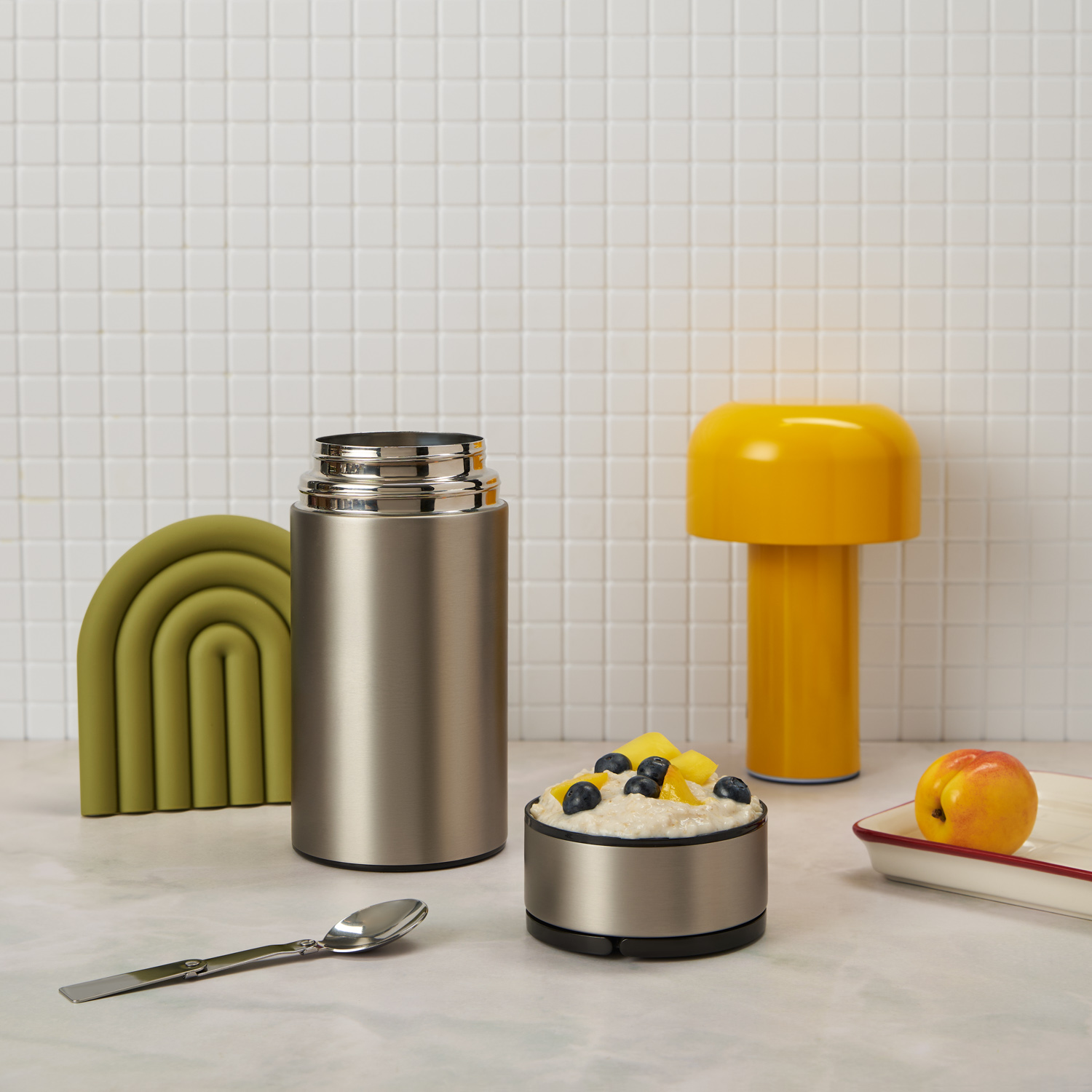 Термос для еды Bento, серебряный / 