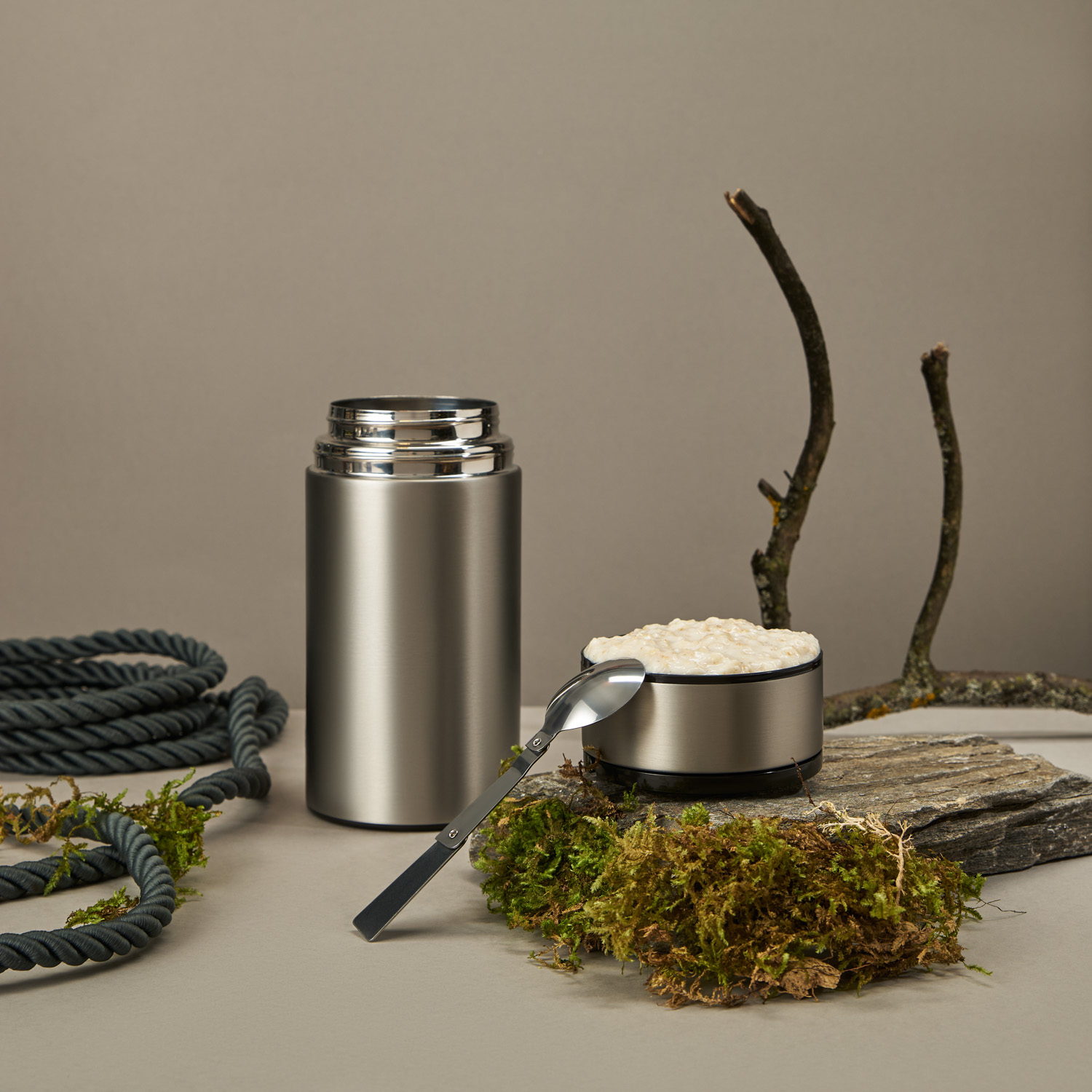 Термос для еды Bento, серебряный / 