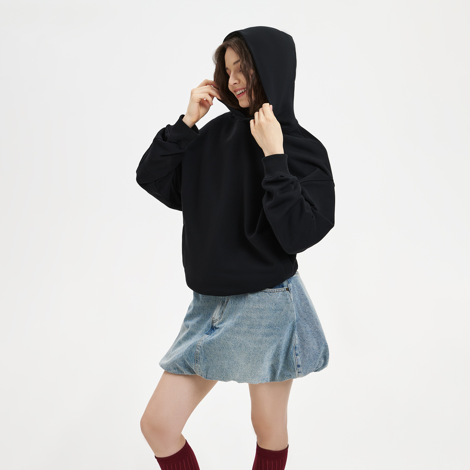 Худи оверсайз унисекс FUSION, черный, размер XS/S / 