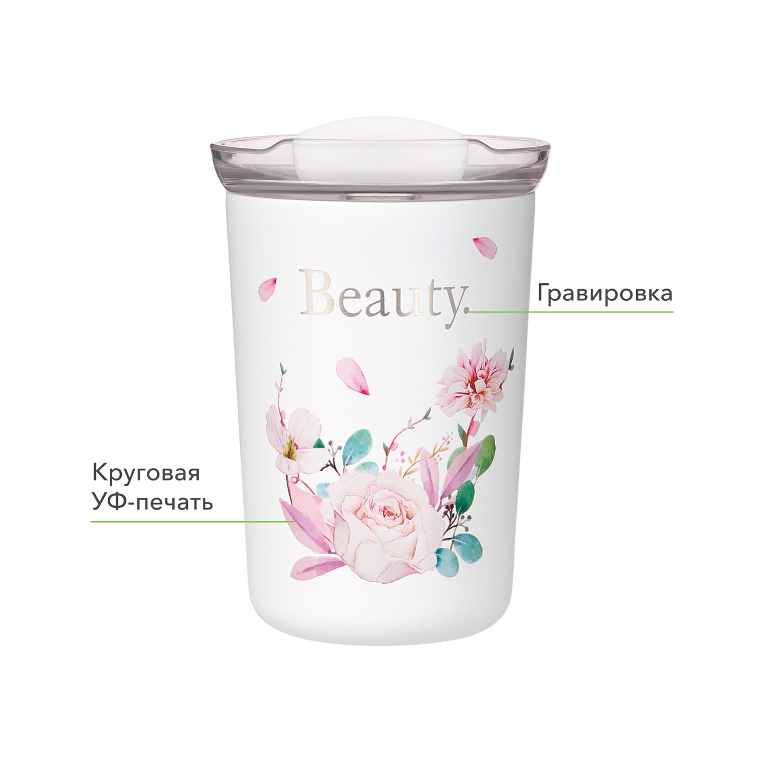 Термокружка вакуумная Strada, белая / 