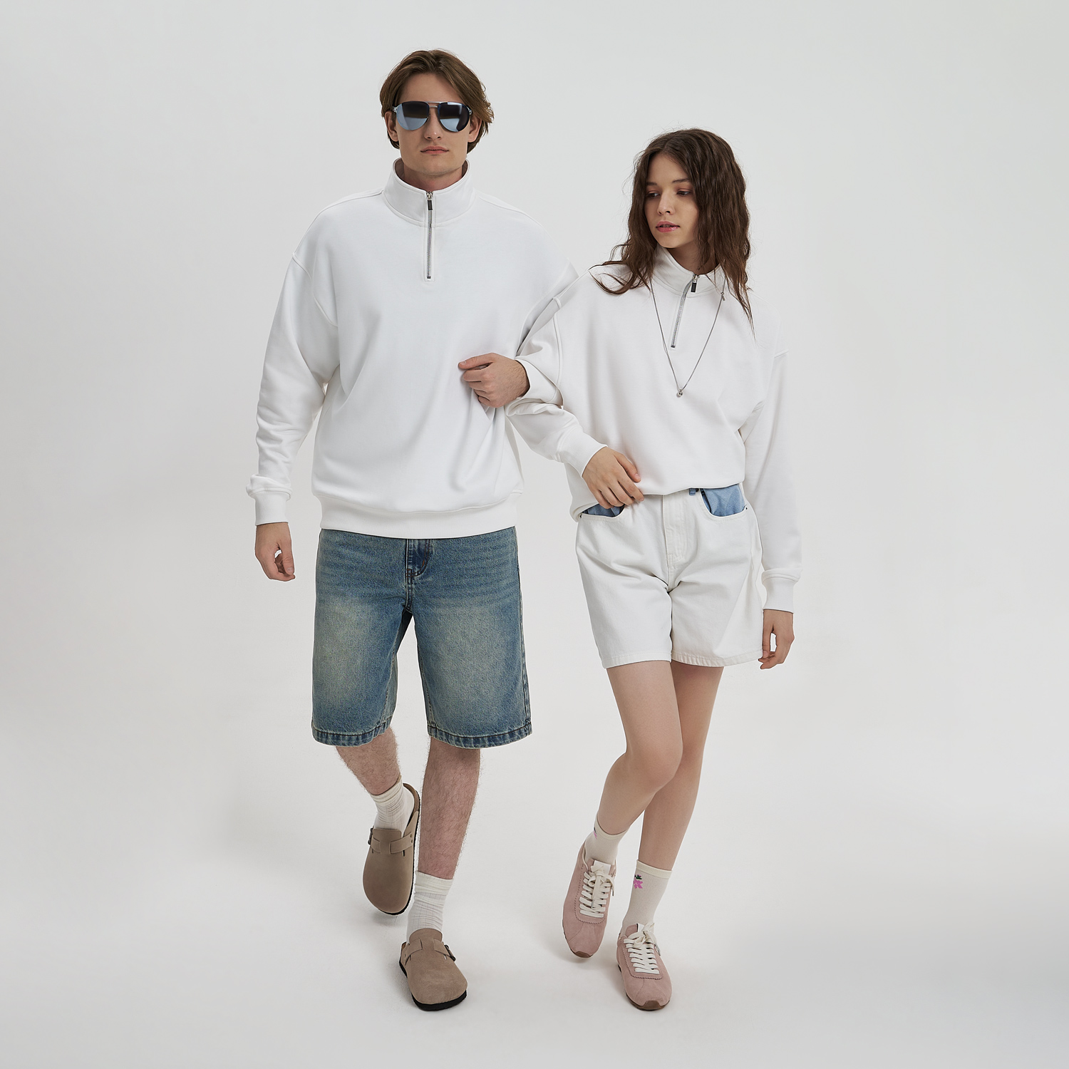 Толстовка на молнии унисекс FLOW, белая (теплый оттенок), размер 3XL/4XL / 