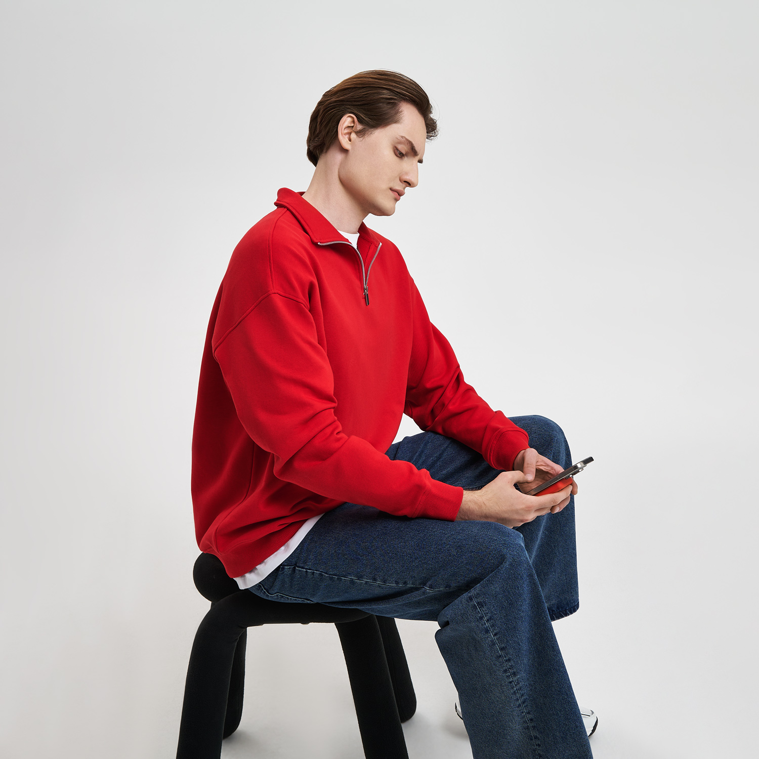 Толстовка на молнии унисекс FLOW, красная, размер XL/2XL / 