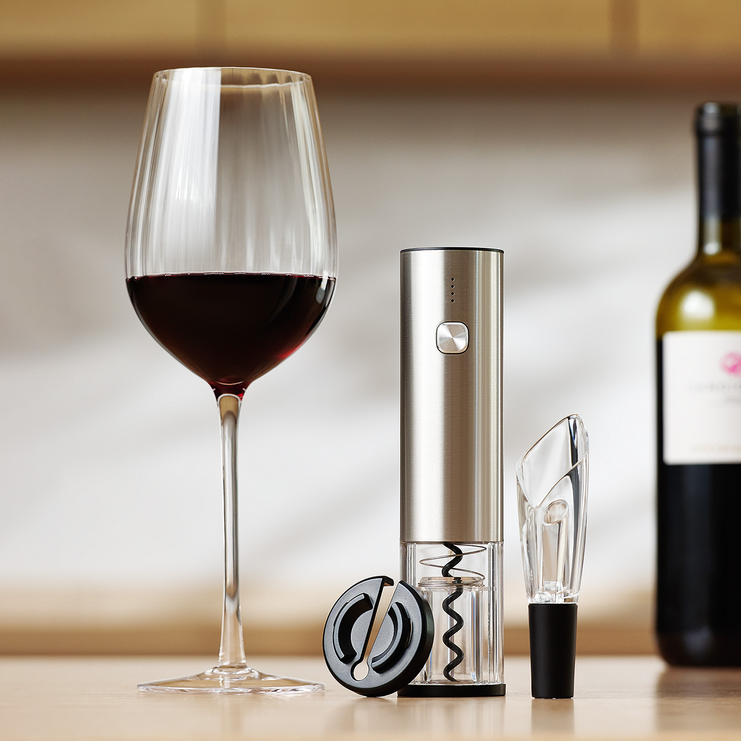 Набор для вина с электрическим штопором Vintaro, серебряный / 