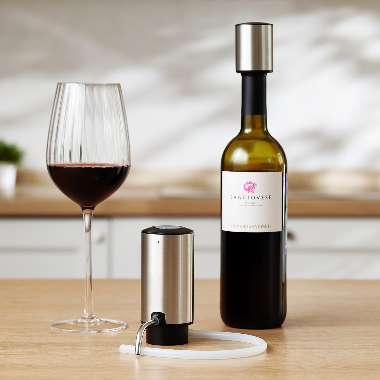 Электрический аэратор Dante, серебряный / 