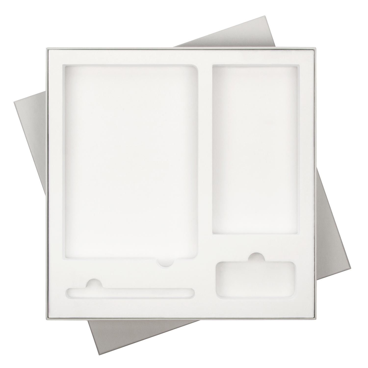 Подарочная коробка без ложемента для ежедневника, ручки и аккумулятора, серая (под съемные ложементы) / 