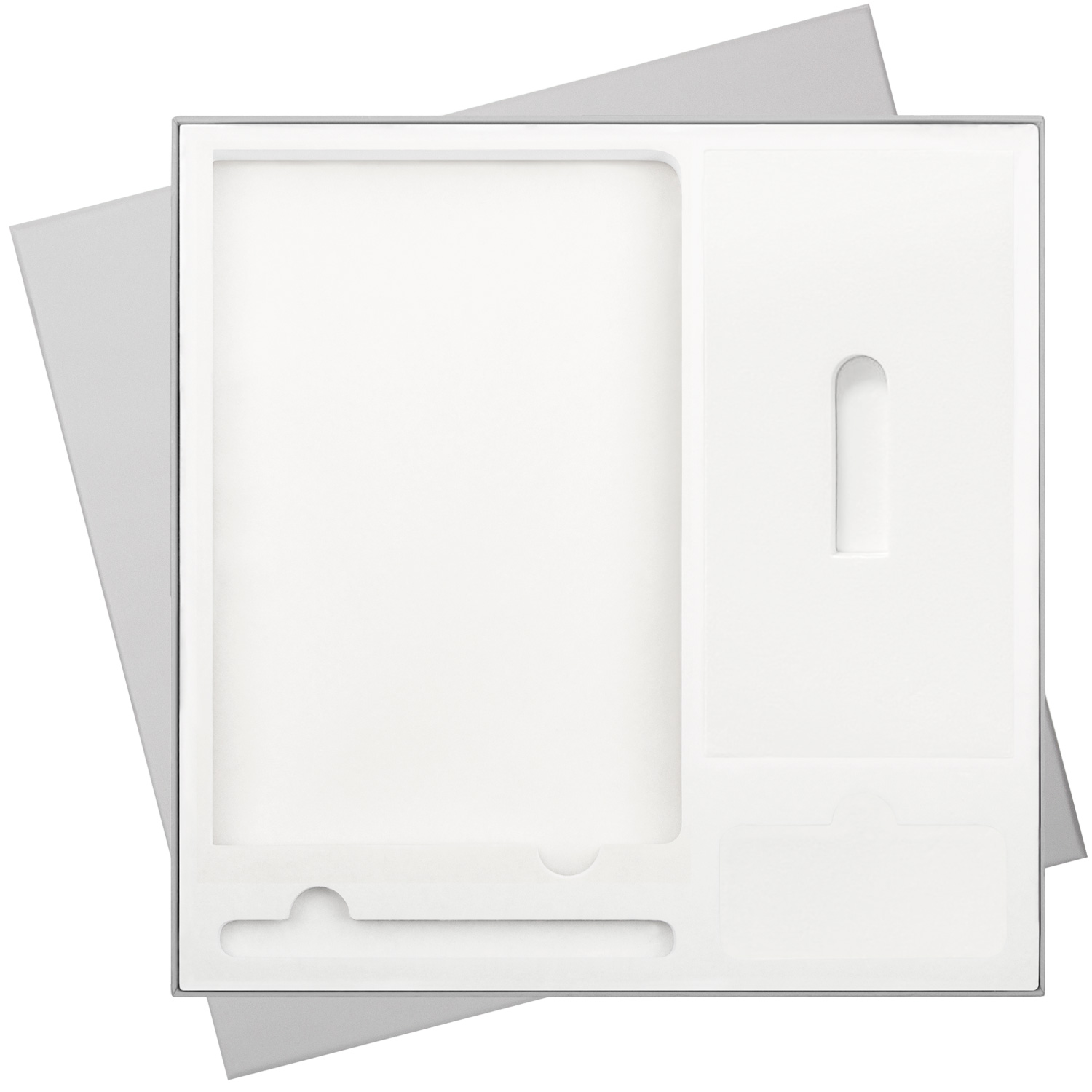 Подарочная коробка без ложемента для ежедневника, ручки и аккумулятора, серая (под съемные ложементы) / 