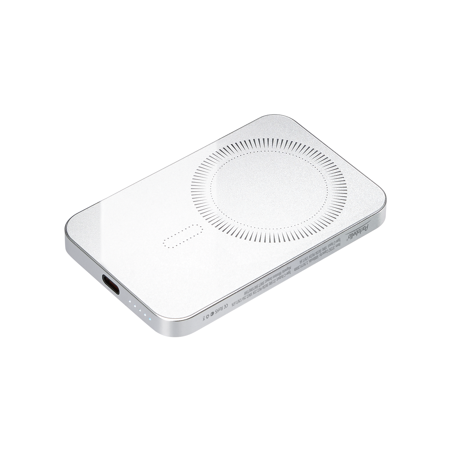 Внешний аккумулятор Artex PD 5000mAh с функцией беспроводной зарядки 15W, серебряный / 