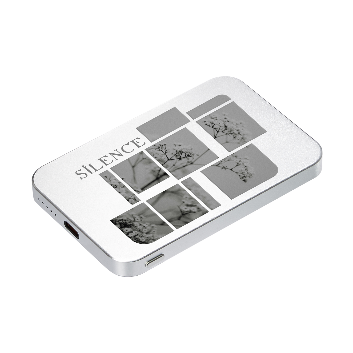 Внешний аккумулятор Artex PD 5000mAh с функцией беспроводной зарядки 15W, серебряный / 