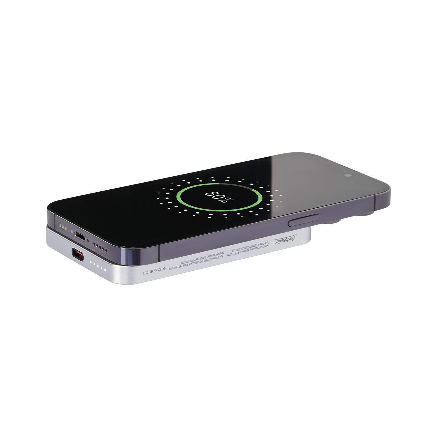 Внешний аккумулятор Artex PD 5000mAh с функцией беспроводной зарядки 15W, серебряный / 