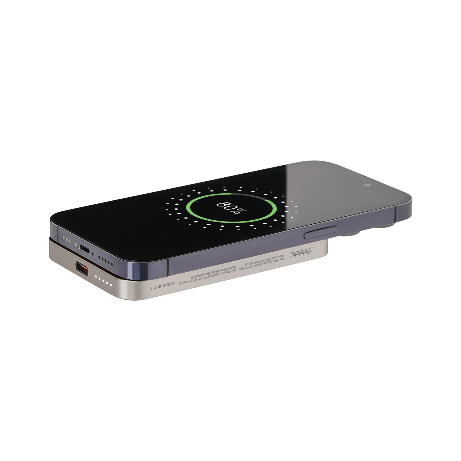 Внешний аккумулятор Artex PD 5000mAh с функцией беспроводной зарядки 15W, титановый / 