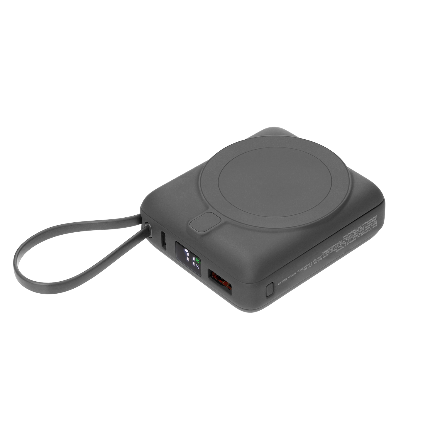 Внешний аккумулятор с подсветкой Ritter PD 10000mAh с функцией беспроводной зарядки 15W, серый / 