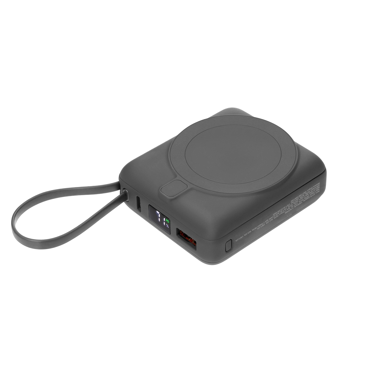 Внешний аккумулятор с подсветкой Ritter PD 10000mAh с функцией беспроводной зарядки 15W, серый / 