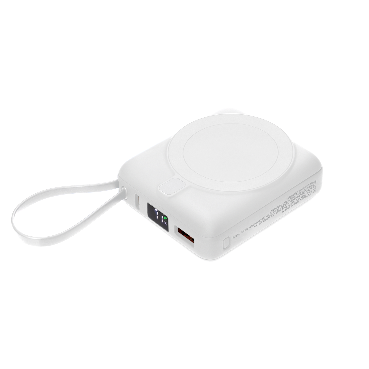Внешний аккумулятор с подсветкой Ritter PD 10000mAh с функцией беспроводной зарядки 15W, белый / 