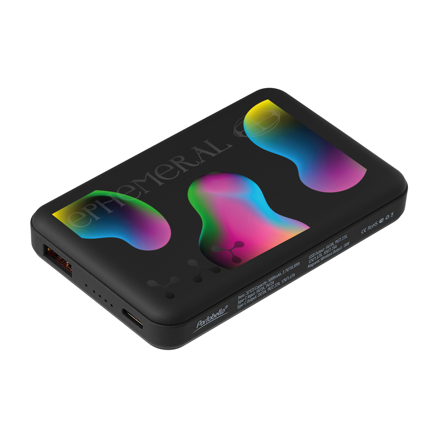 Внешний аккумулятор Largo PD 5000mAh с функцией беспроводной зарядки 15W, черный / 