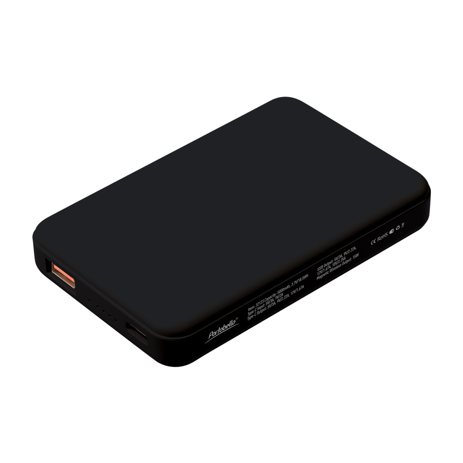 Внешний аккумулятор Largo PD 5000mAh с функцией беспроводной зарядки 15W, черный / 