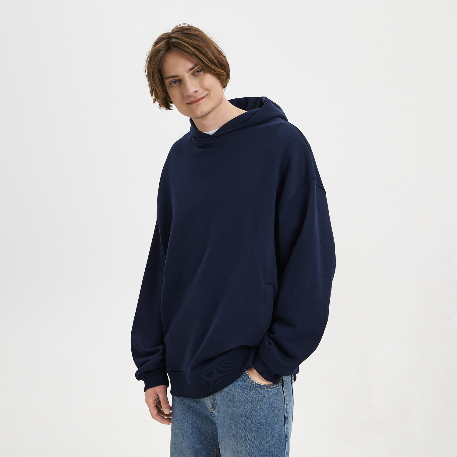 Худи оверсайз унисекс Фьюжн (Fusion), темно-синий, размер 2XS / 