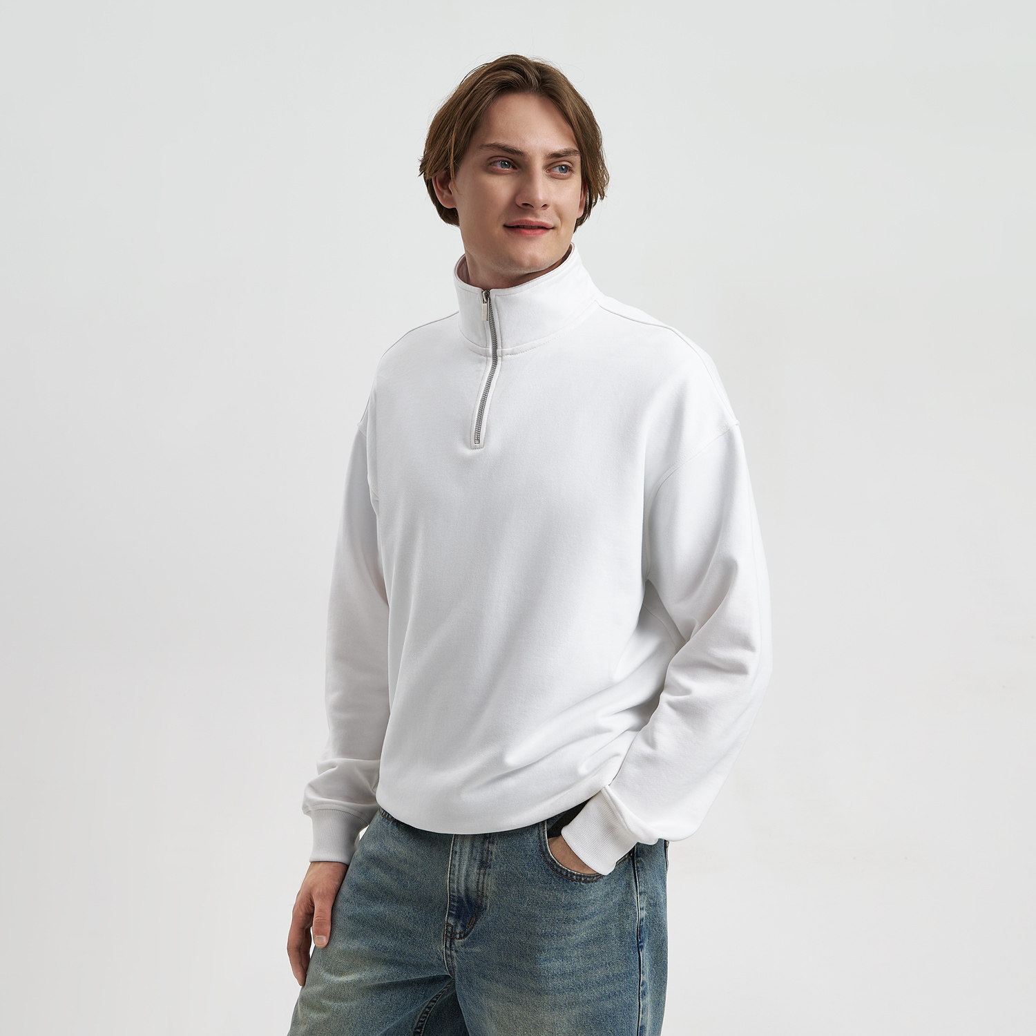 Толстовка на молнии унисекс Флоу (Flow), белая, размер 5XL/6XL / 