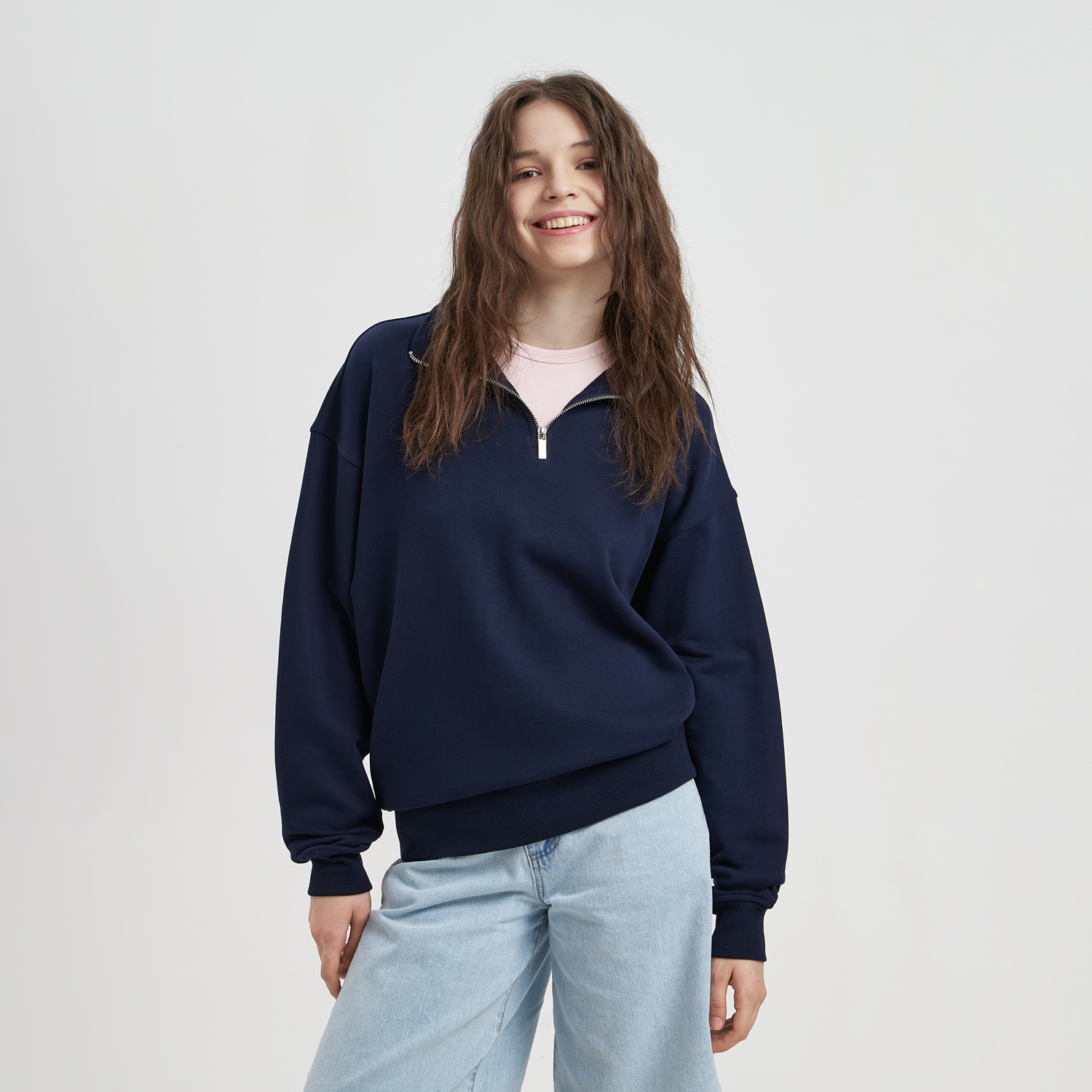 Толстовка на молнии унисекс Флоу (Flow), темно-синяя, размер 5XL/6XL / 