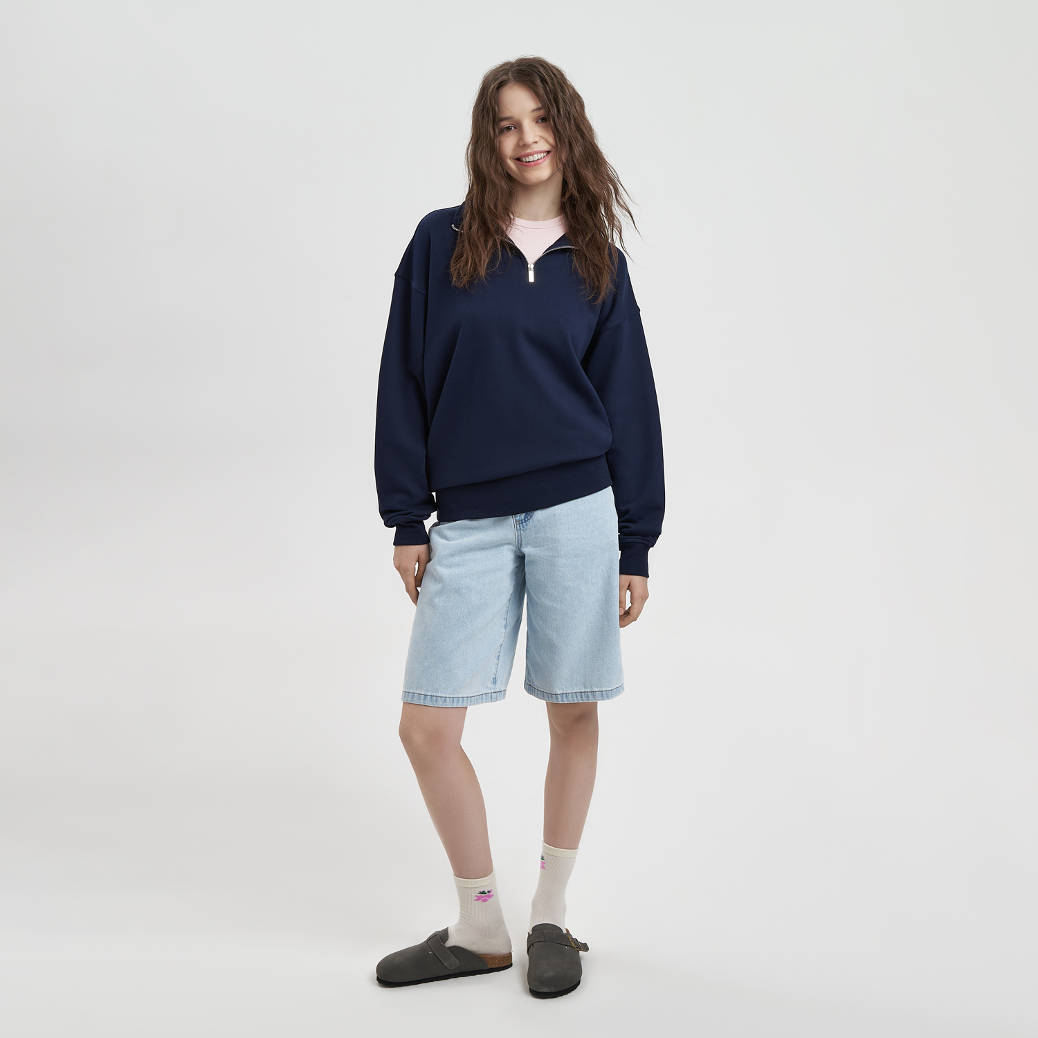 Толстовка на молнии унисекс Флоу (Flow), темно-синяя, размер 5XL/6XL / 