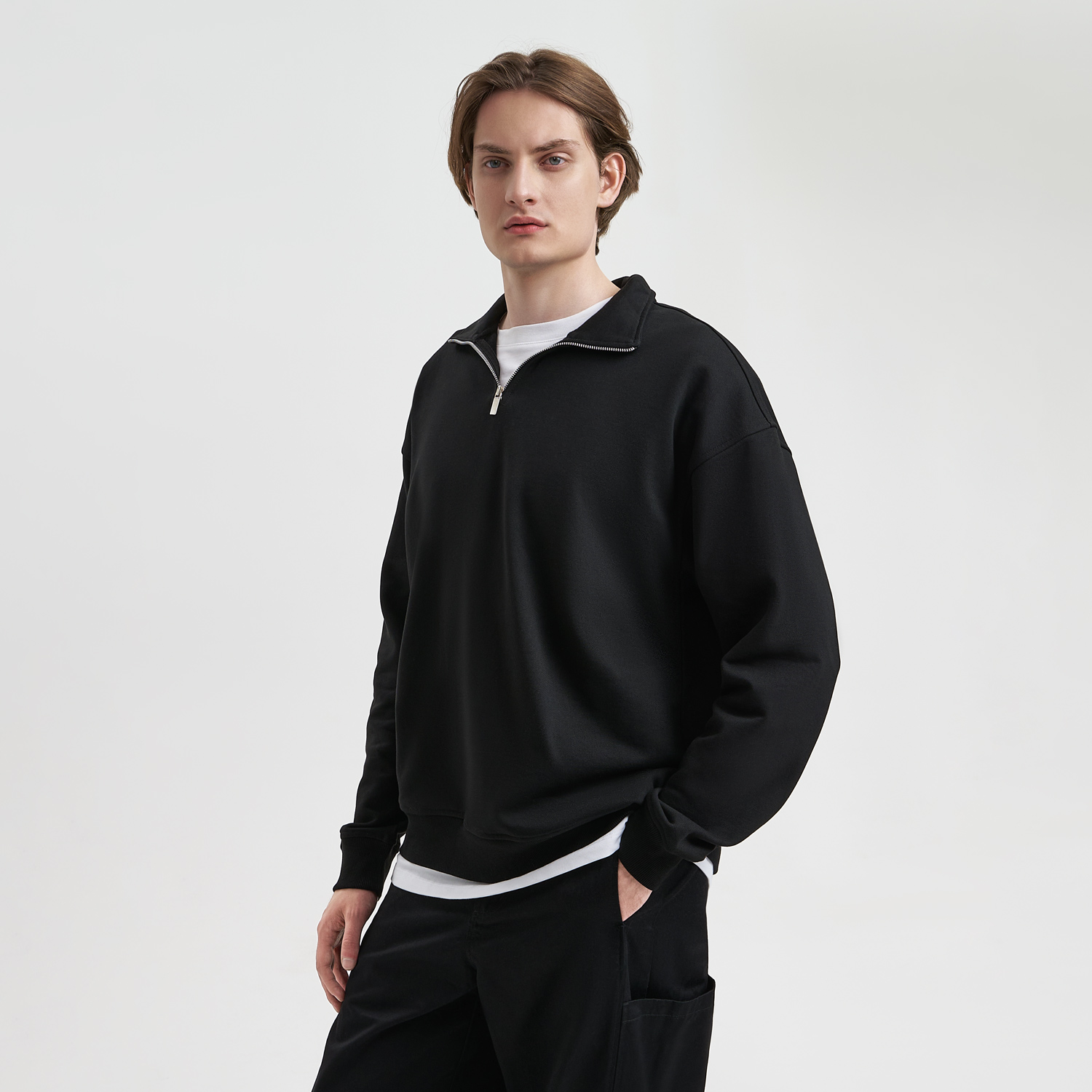 Толстовка на молнии унисекс Флоу (Flow), черная, размер 5XL/6XL / 