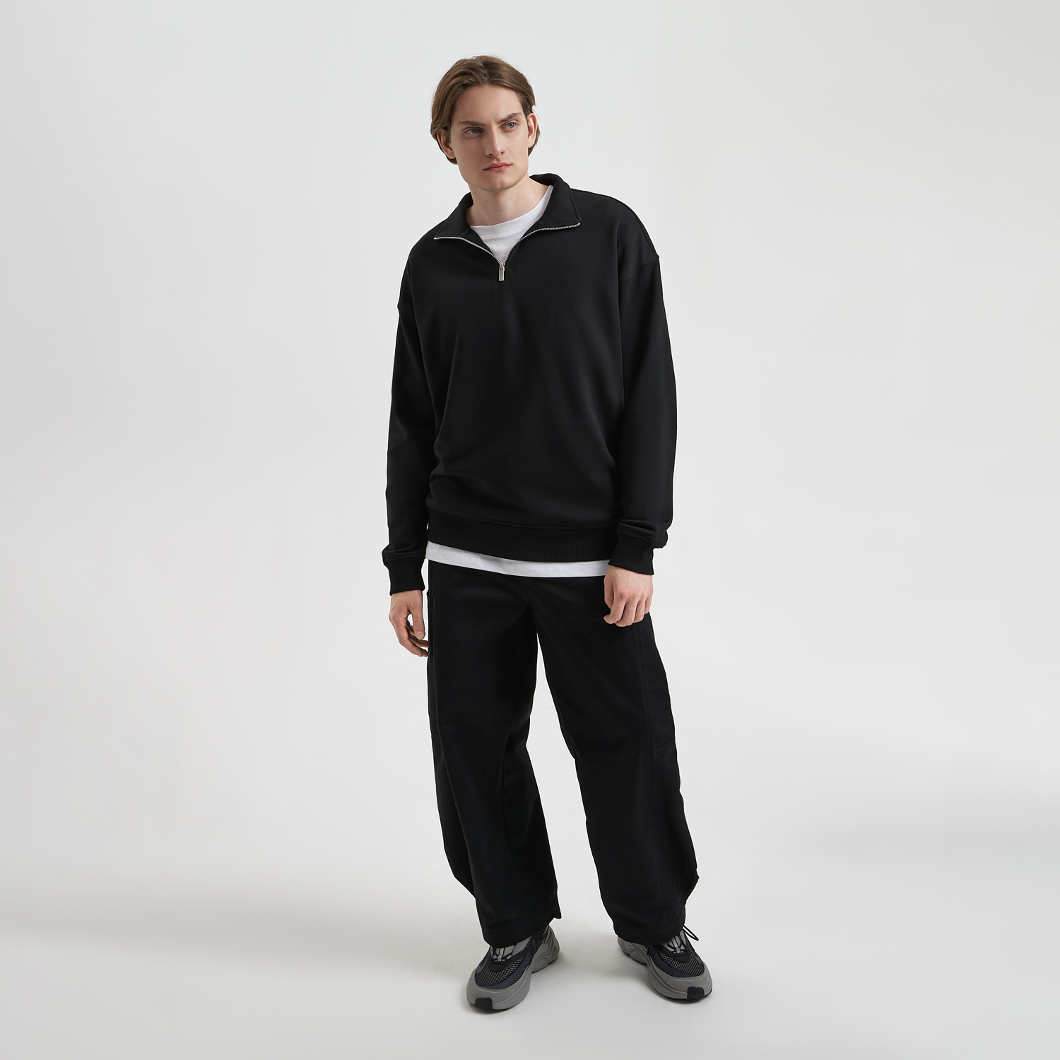 Толстовка на молнии унисекс Флоу (Flow), черная, размер 5XL/6XL / 