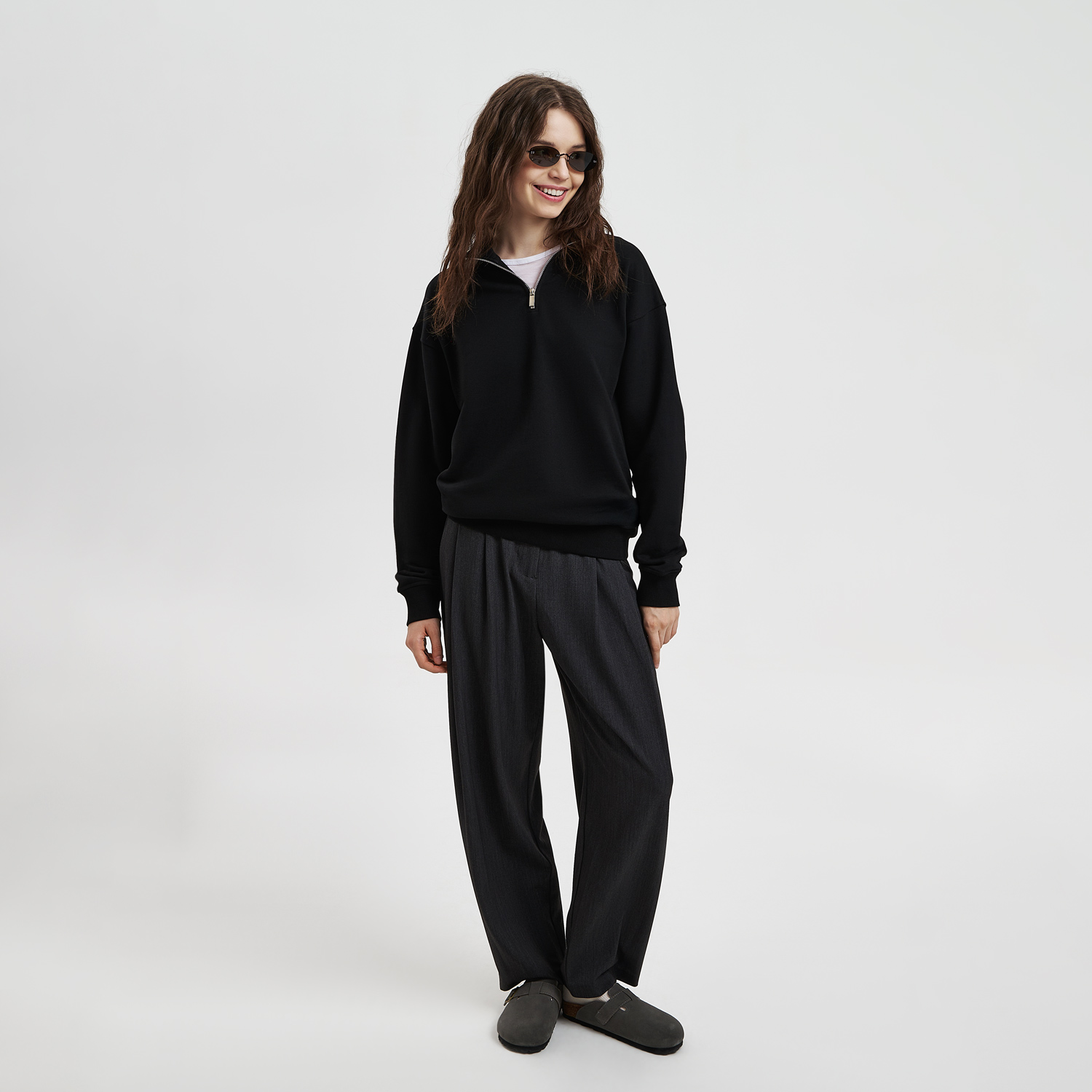 Толстовка на молнии унисекс Флоу (Flow), черная, размер 5XL/6XL / 