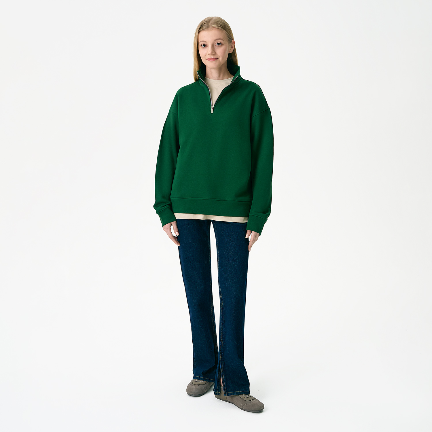 Толстовка на молнии унисекс Флоу (Flow), зеленая, размер 5XL/6XL / 