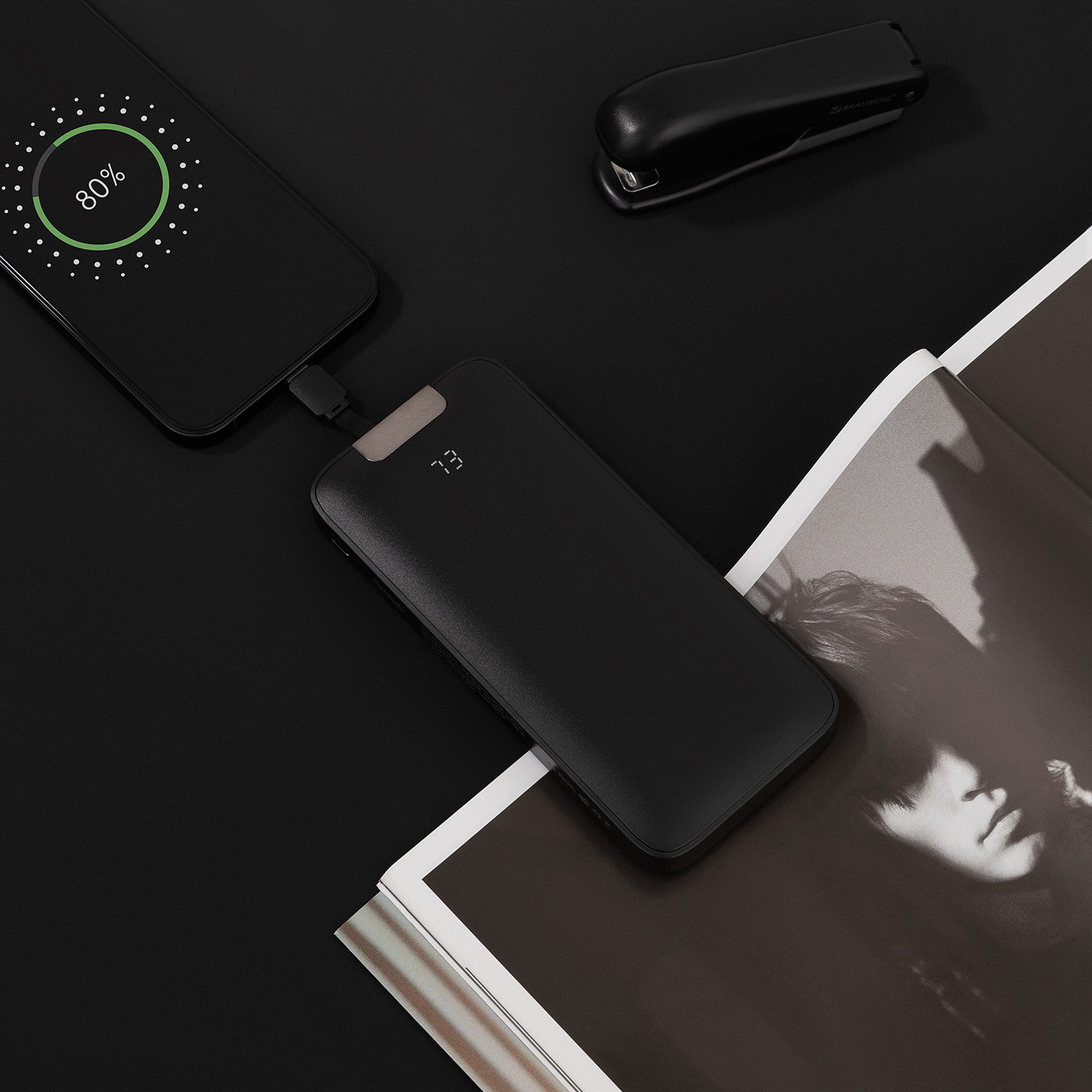 Внешний аккумулятор с подсветкой, Optima, 10000 mAh, черный / 