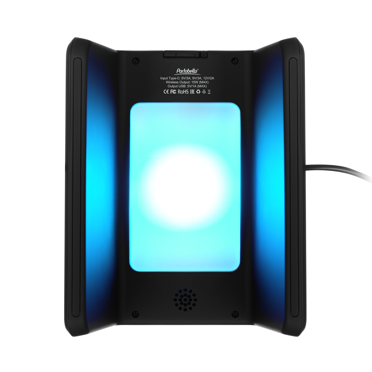 Настольные часы с подсветкой и беспроводной зарядкой 15W Flame, черные / 