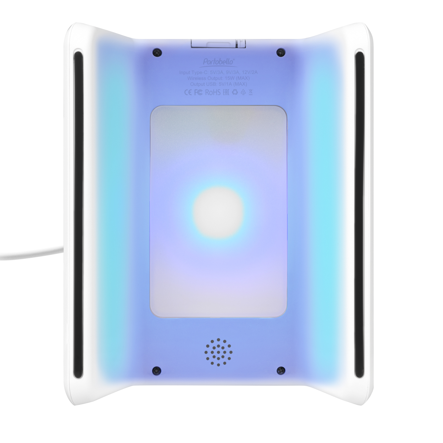 Настольные часы с подсветкой и беспроводной зарядкой 15W Flame, белые / 