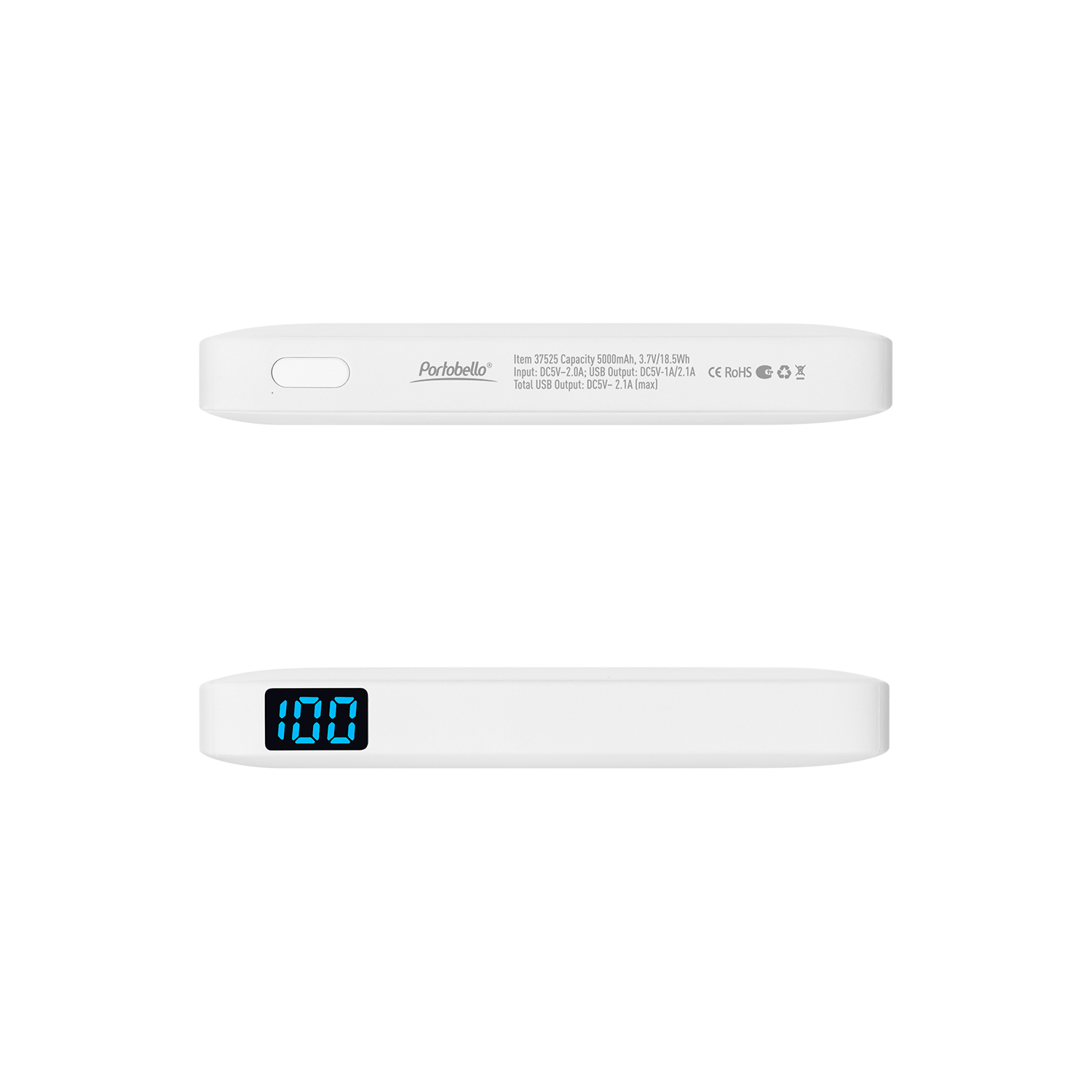 Внешний аккумулятор с подсветкой Ancor 5000 mAh, белый / 
