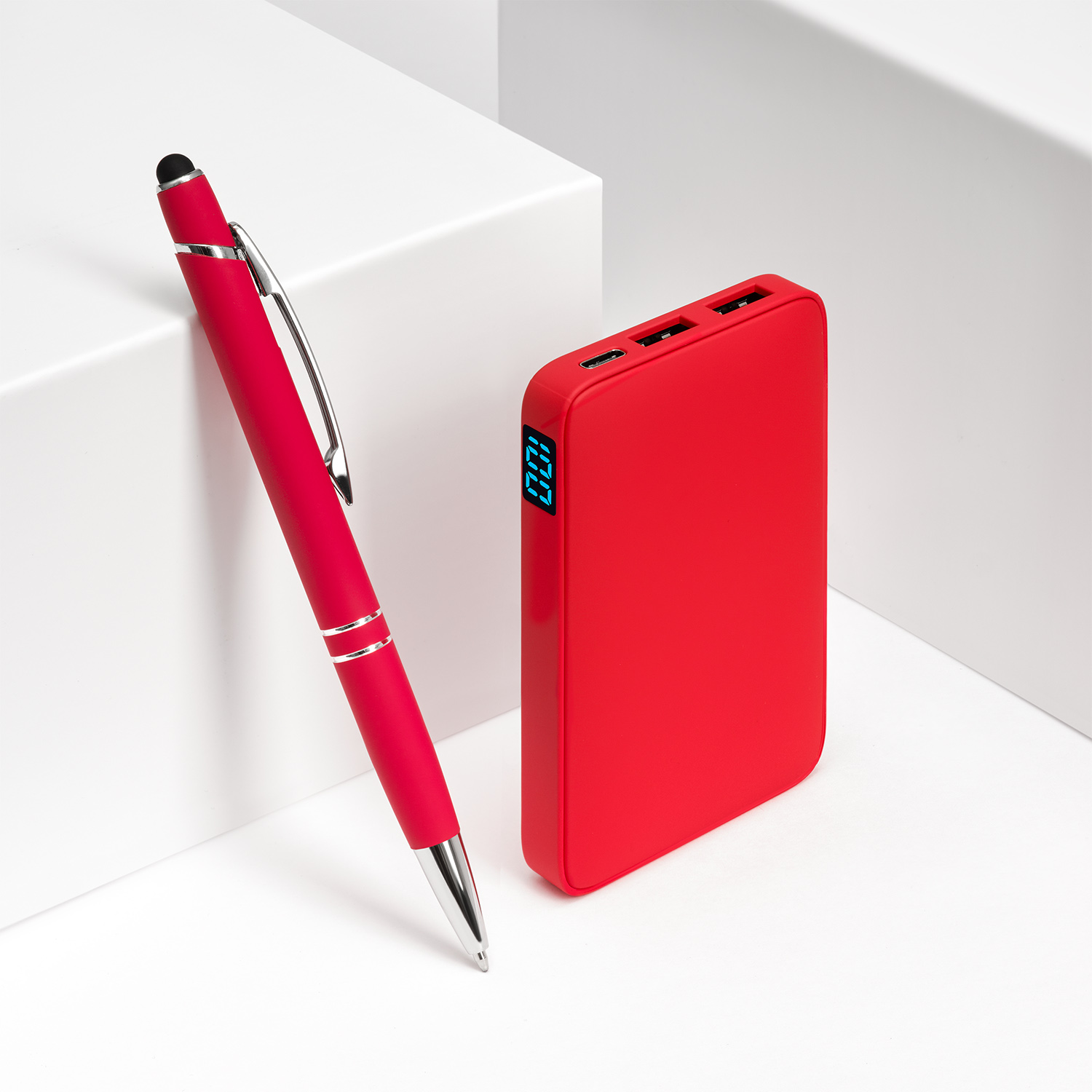 Внешний аккумулятор с подсветкой Ancor 5000 mAh, красный / 