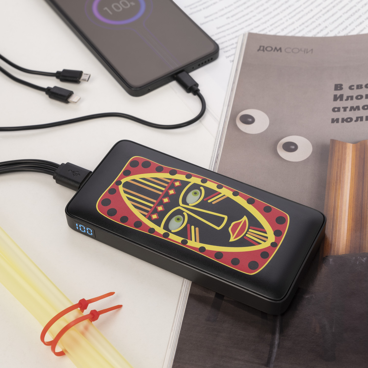 Внешний аккумулятор с цветной подсветкой Ancor PD Max Plus 10000 mAh, черный / 