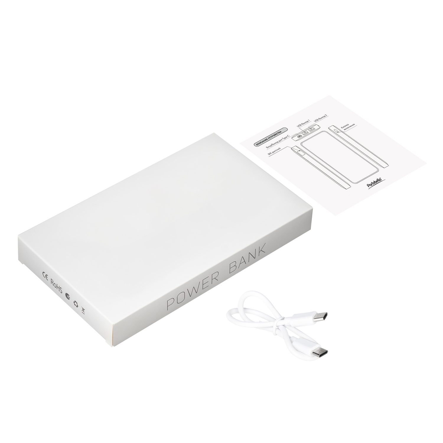 Внешний аккумулятор с подсветкой Ancor PD Plus 10000 mAh, белый / 