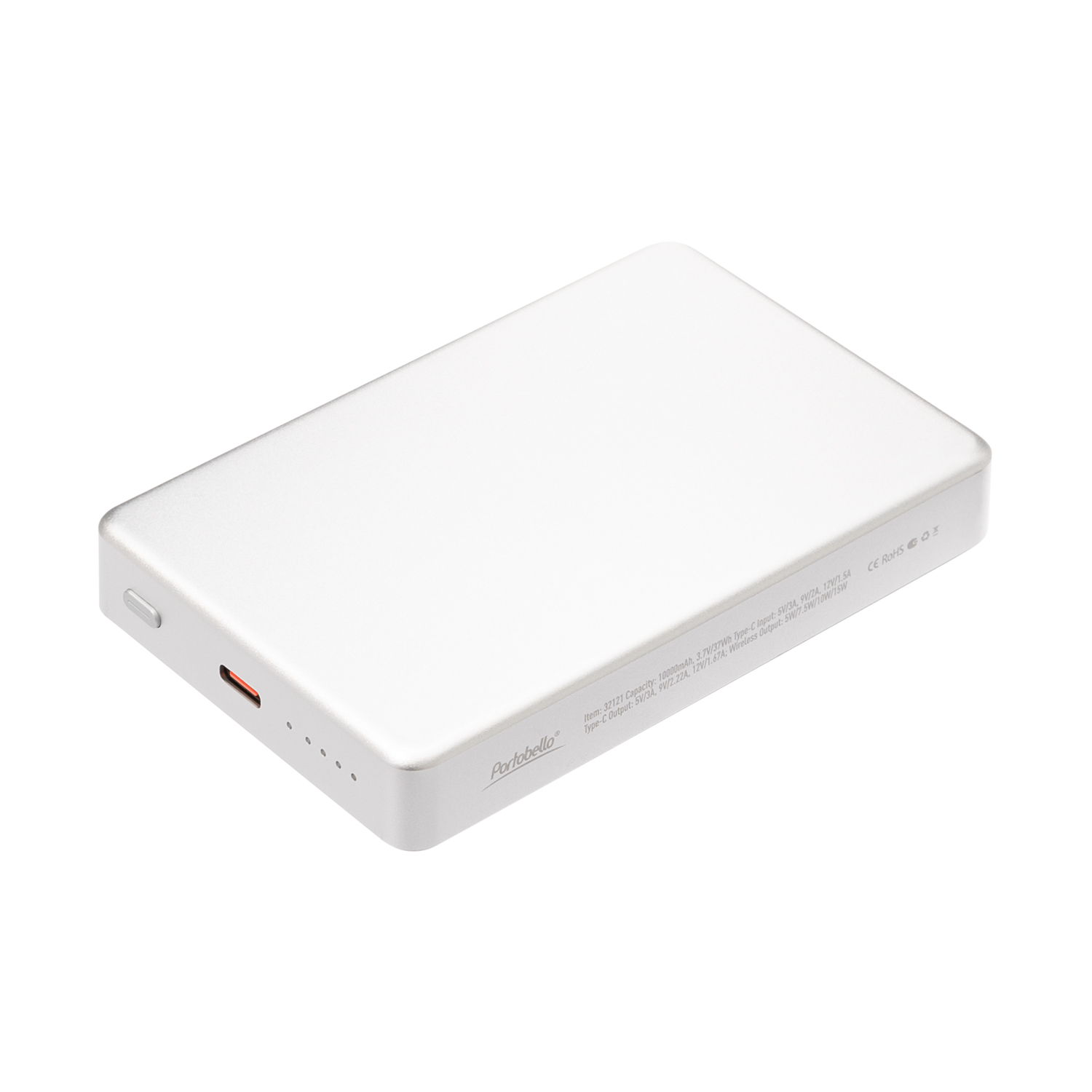 Внешний аккумулятор Atlantis PD Plus 10000mAh с функцией беспроводной зарядки 15W, серебряный / 