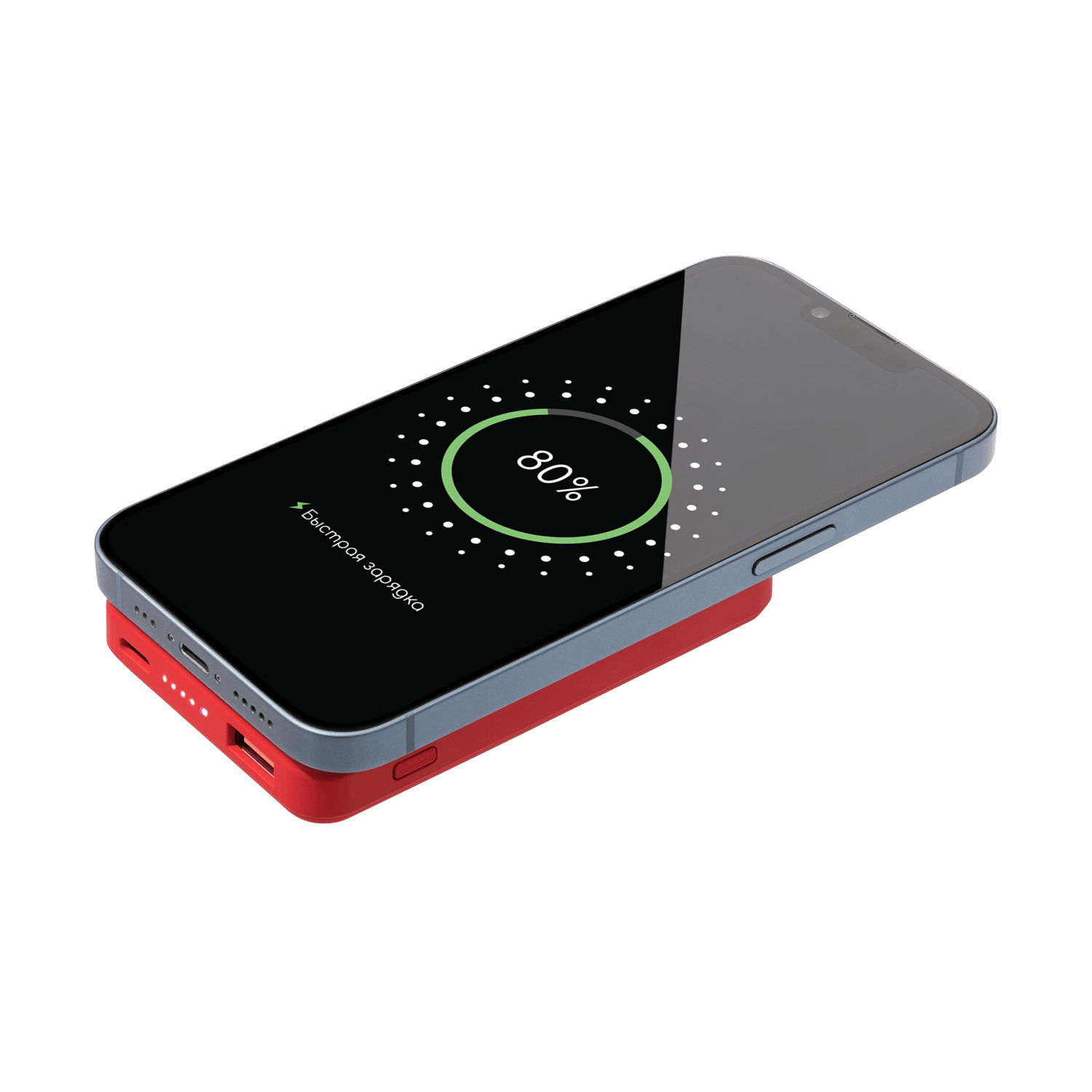 Внешний аккумулятор Largo PD 5000mAh с функцией беспроводной зарядки 15W, красный / 