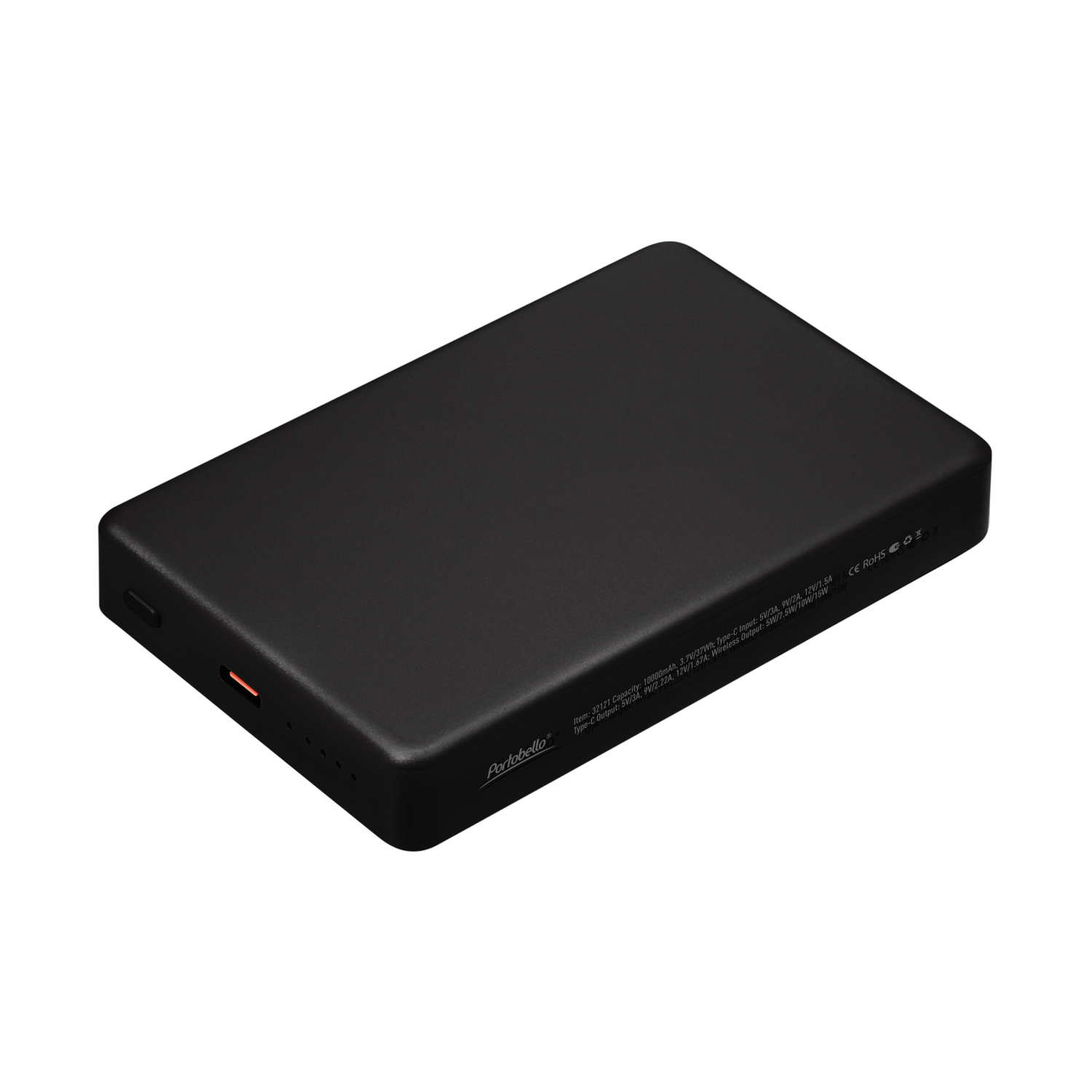 Внешний аккумулятор Atlantis PD Plus 10000mAh с функцией беспроводной зарядки 15W, черный / 