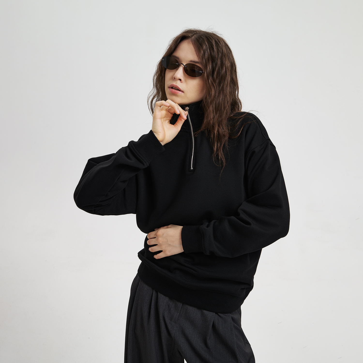 Толстовка на молнии унисекс FLOW, черная, размер 3XL/4XL / 